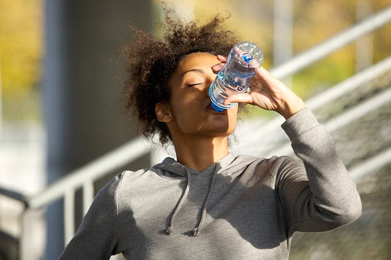 woman drinking water